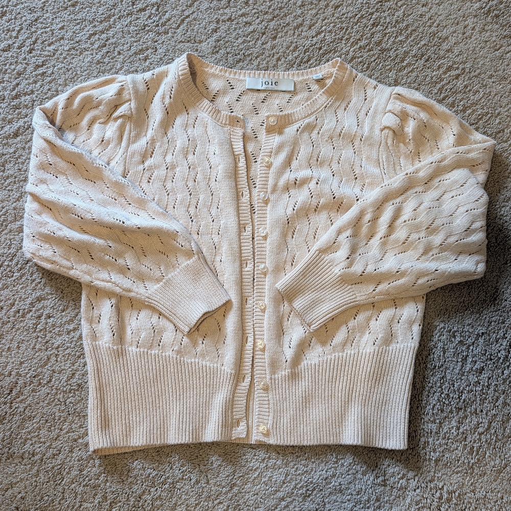 Joie Cotton Linen Cream Women's Cardigan